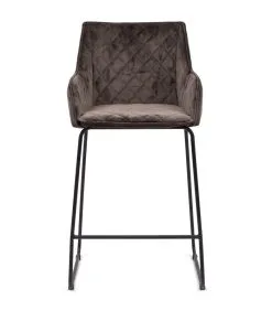 Rivièra Maison Riviera Maison Barkruk Met Rugleuning - Isco Drive Counter Stool - Velvet - Antraciet Grijs