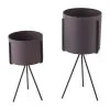 PRESENT TIME Plantenpot Set Pedestal - IJzer Donkerpaars - 29,5x12,5cm & 22x10,5cm
