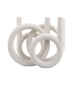 PRESENT TIME Kandelaar Rings - Polyresin - Wit - 38x14,5x30cm