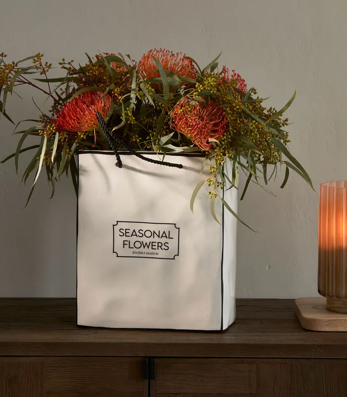 Rivièra Maison Vaas Keramiek, Bloemenvaas In Vorm Van Tas - Seasonal Flowers - Wit 4 Rivièra Maison Vaas Keramiek, Bloemenvaas In Vorm Van Tas - Seasonal Flowers - Wit - Image 2