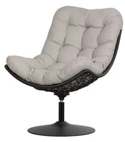 WOOOD Vive Draaifauteuil - Rattan - Naturel/Zwart - 100x82x105