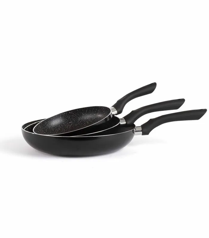 LIVOO Set Van 3 Pannen Met Steenlook 3 LIVOO Set Van 3 Pannen Met Steenlook