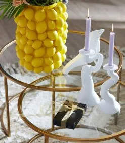 PRESENT TIME Kaarsenhouder Organic Swirl - Wit - 12x11,5x25,5cm -Meubilair Geschäft 0fdbc717693846f0b1a13d8991198030