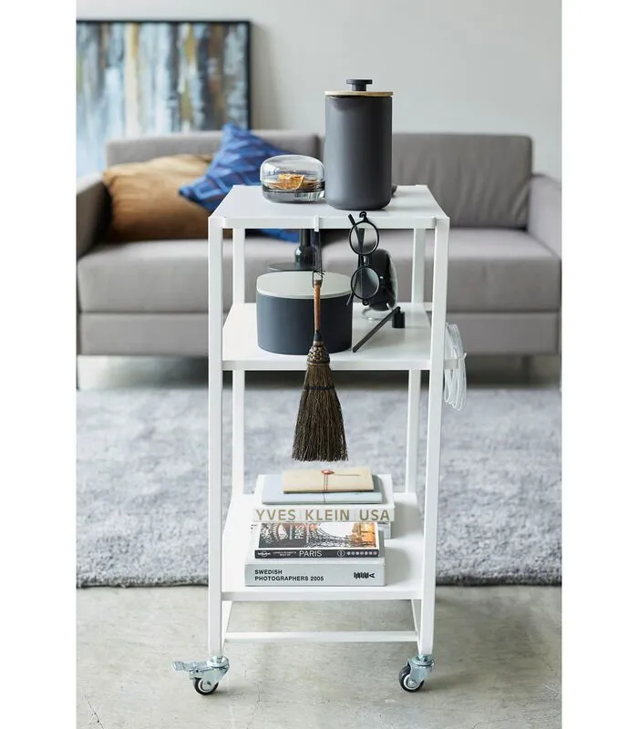 Yamazaki 3-tiered Kitchen Wagon - Tower - White 4 Yamazaki 3-tiered Kitchen Wagon - Tower - White - Image 2