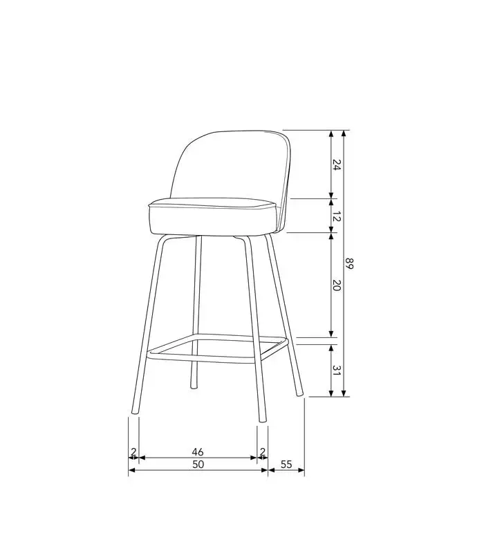 BePureHome Vogue Barstoel - Fluweel - Pistache - 89x50x55 4 BePureHome Vogue Barstoel - Fluweel - Pistache - 89x50x55 - Image 2