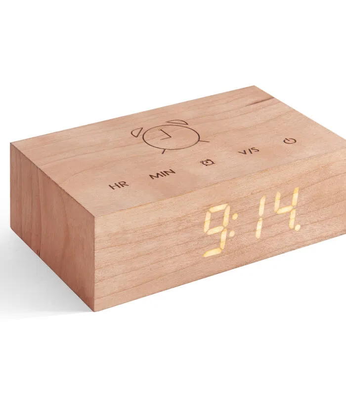 Gingko Flip Click Clock Wekker - Kersen/LED Wit 3 Gingko Flip Click Clock Wekker - Kersen/LED Wit