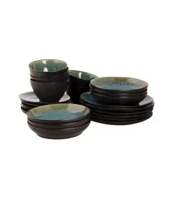 Palmer Serviesset Lotus Stoneware 6 Persoons 24delig Turquoise