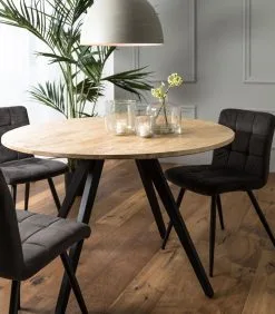 Light & Living Eettafel Magnifera - Hout/Zwart - Ø120cm -Meubilair Geschäft 15cd9ce474aa46199183debcb58a110d