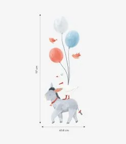 Lilipinso GENTLE FRIENDS Muursticker Kinderkamer - Ezel En Ballonnens 45x118cm -Meubilair Geschäft 16b8327472e64c1585b16d8406b49751
