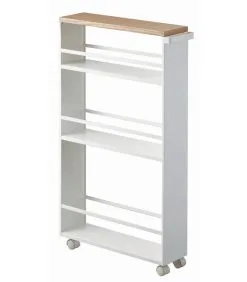 Yamazaki Slim Trolley With Grip - Tower - White