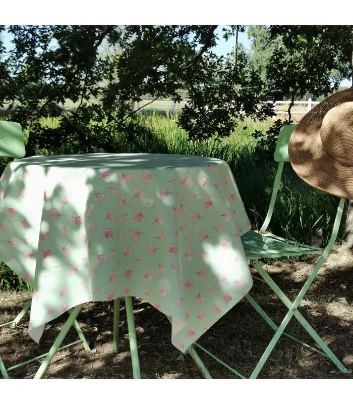 Fleur De Soleil Rond Of Ovaal Gecoat Tafelkleed Ginkgo Pistachio 4 Fleur De Soleil Rond Of Ovaal Gecoat Tafelkleed Ginkgo Pistachio - Image 2