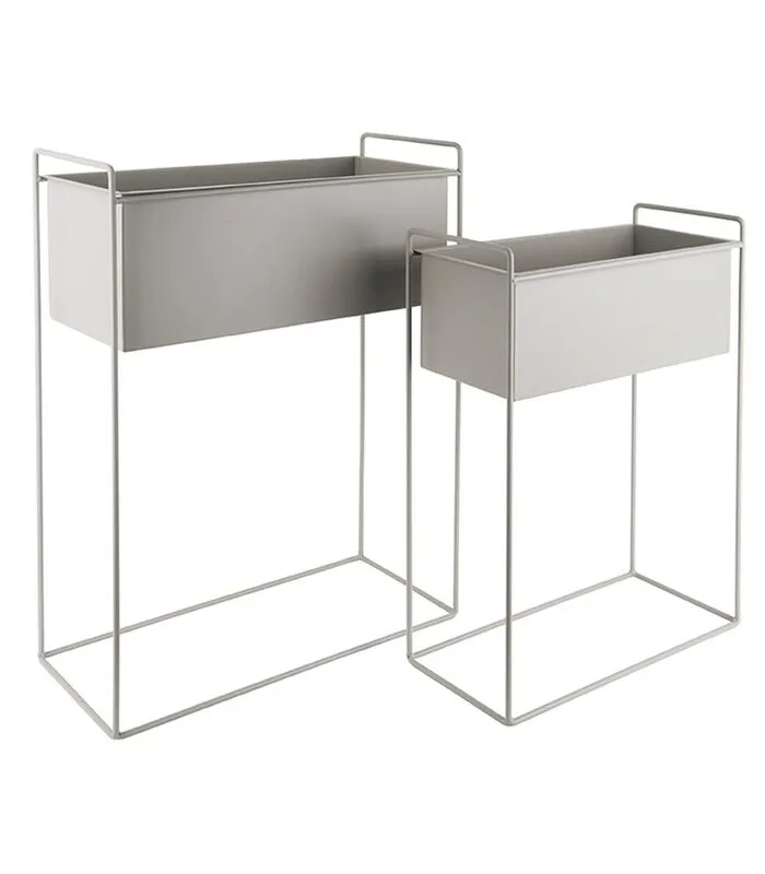 PRESENT TIME Plantenpot Set Essence - IJzer Warm Grijs - Recht - 51x24x65cm & 43x19,5x55cm 3 PRESENT TIME Plantenpot Set Essence - IJzer Warm Grijs - Recht - 51x24x65cm & 43x19,5x55cm