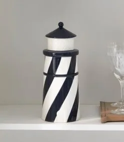 Rivièra Maison Voorraadpot Met Deksel, Snoeppot Vuurtoren - Lighthouse - Zwart /Wit -Meubilair Geschäft 1db6fe84a06c4221a8a8c57506fb919a