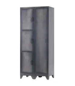 WOOOD Cas Lockerkast 3-Deurs - Metaal - Zwart - 180x38x45,5 -Meubilair Geschäft 1eaa039078a64310a5900019a792f33f
