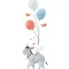 Lilipinso GENTLE FRIENDS Muursticker Kinderkamer - Ezel En Ballonnens 45x118cm