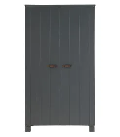 WOOOD Dennis Kast - Grenen/Leer - Staal Grijs - 202x111x55