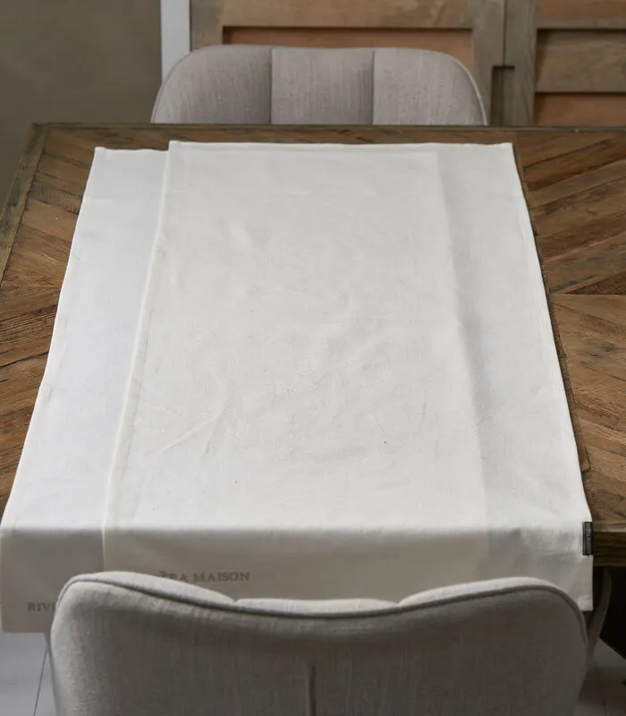 Rivièra Maison Set Van 2 Textiele Tafellopers, Plain - Whisper White - Wit - 150x50CM 4 Rivièra Maison Set Van 2 Textiele Tafellopers, Plain - Whisper White - Wit - 150x50CM - Image 2