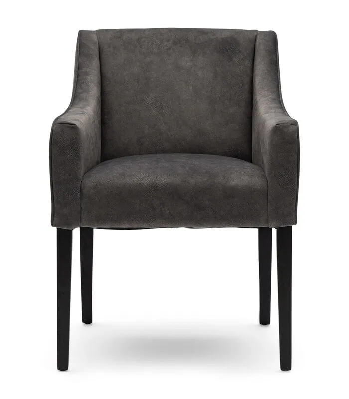 Rivièra Maison Eetkamerstoel Met Armleuning, Zwarte Poten - Savile Row Dining Armchair - Berkshire - Elephant Grijs - 1 Stuk 3 Rivièra Maison Eetkamerstoel Met Armleuning, Zwarte Poten - Savile Row Dining Armchair - Berkshire - Elephant Grijs - 1 Stuk