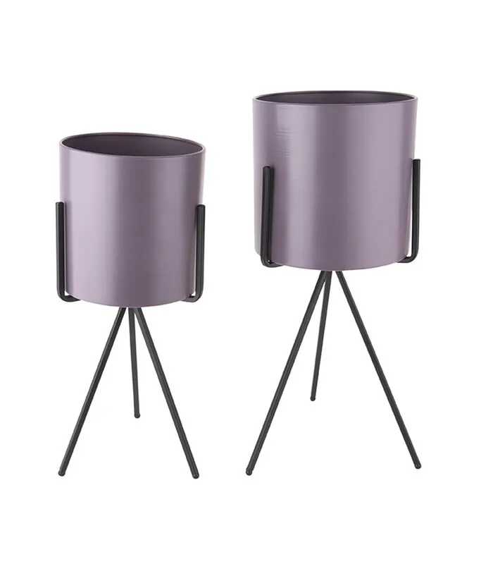 PRESENT TIME Bloempot Set Pedestal XL - Paars - Ø23+Ø20 Cm 3 PRESENT TIME Bloempot Set Pedestal XL - Paars - Ø23+Ø20 Cm