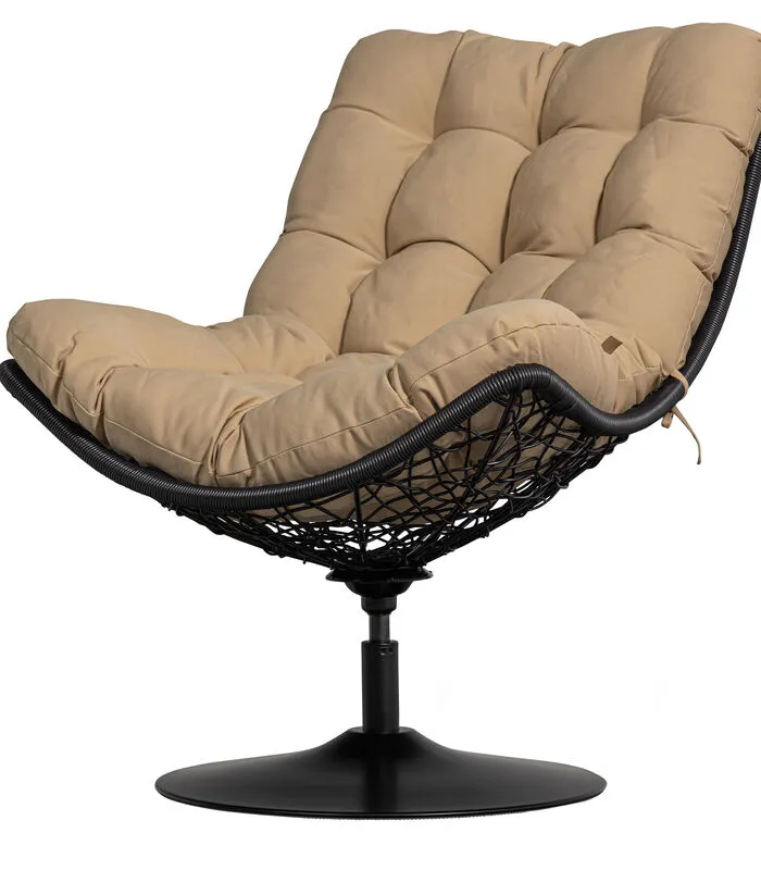 WOOOD Exclusive Draaifauteuil Buiten Vive - Rattan - Zand/Zwart - 37x63x46 3 WOOOD Exclusive Draaifauteuil Buiten Vive - Rattan - Zand/Zwart - 37x63x46