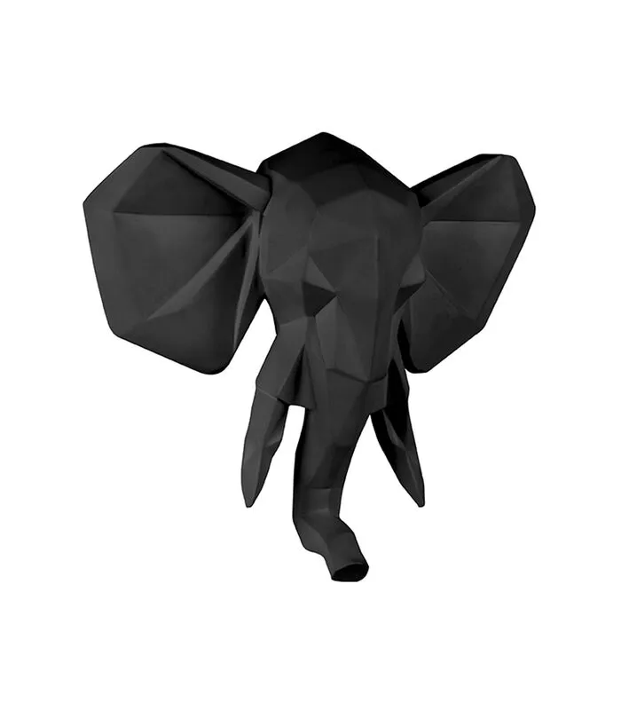 PRESENT TIME Wandhanger Origami Elephant - Polyresin Mat Zwart - 45x39,5x14cm 3 PRESENT TIME Wandhanger Origami Elephant - Polyresin Mat Zwart - 45x39,5x14cm