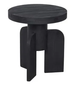 BASICLABEL Mori Bijzettafel - Mangohout - Zwart - 51x45x45