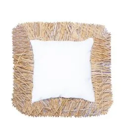 MX HOME Buitenkussen In Wit Met Raffia-effect En Franjes