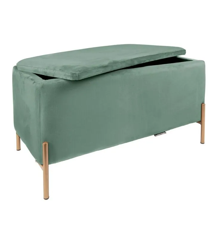 Leitmotiv Bank Snog XL - Velvet Jade Groen, Goud Geverfde Poten - 90x45x45cm 3 Leitmotiv Bank Snog XL - Velvet Jade Groen, Goud Geverfde Poten - 90x45x45cm