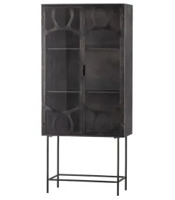 BePureHome Gracious Vitrinekast - Metaal - Zwart - 181x81x41 -Meubilair Geschäft 3a5a3806a7fa47b0851c817450dc9591