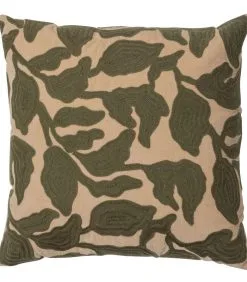 BASICLABEL Plant Kussen Borduur - Powder - 45x45