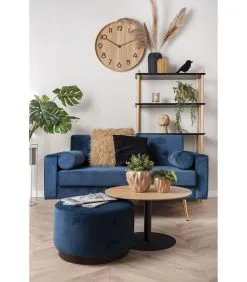 Leitmotiv Poef W. Wood Rim - Velvet Jeans Blauw - Large - 50x30cm -Meubilair Geschäft 3bf3e124901d468daf789bfea0d8f469