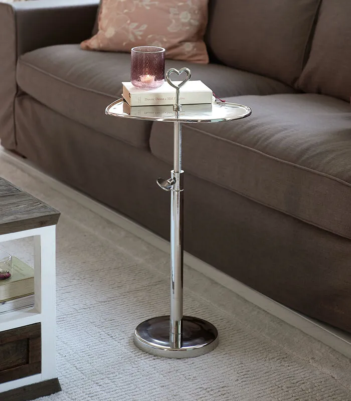 Rivièra Maison Bijzettafel Verstelbaar - Lovely Heart Adjustable End Table - Zilver 4 Rivièra Maison Bijzettafel Verstelbaar - Lovely Heart Adjustable End Table - Zilver - Image 2