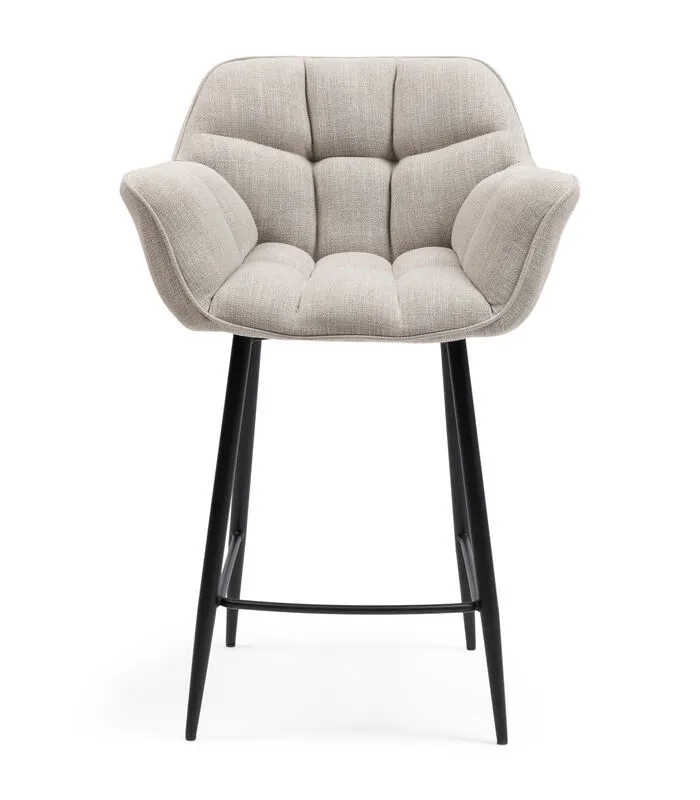 Rivièra Maison Riviera Maison Barkruk Met Rugleuning - Carnaby Counter Chair Mouliné - Linnen - Naturel 3 Rivièra Maison Riviera Maison Barkruk Met Rugleuning - Carnaby Counter Chair Mouliné - Linnen - Naturel