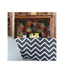 Fleur De Soleil Gecoat Tafelkleed Chevrons Black Graphite