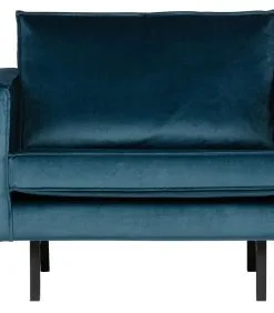 BePureHome Rodeo Fauteuil - Velvet - Blue - 85x105x86