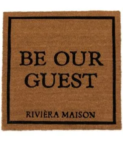 Rivièra Maison Deurmat Binnen Met Tekst 80x80 - RM Doormat Guest - Naturel