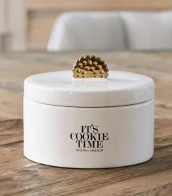 Rivièra Maison Voorraadpot Met Deksel, Koekjestrommel - L's Cookie Time - Wit -Meubilair Geschäft 4a7f81998ec443f6b5616bfa0adb6b2a