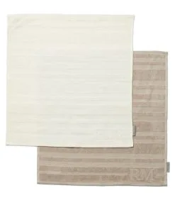 Rivièra Maison Keukenhanddoeken Set Van 2 Keukendoeken Vierkant - Ubuntu - Wit/ Beige