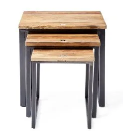Rivièra Maison Bijzettafel - Shelter Island End Table - Set Van 3 Stuks - Zwart