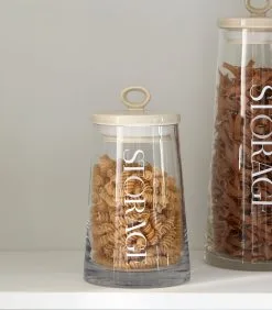 Rivièra Maison Voorraadpot Glas Met Beige Deksel - Loft - Transparant - Maat S -Meubilair Geschäft 542b24949f9e49dc97d16939b4a2d015