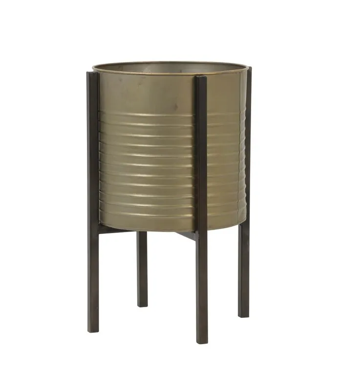 Light & Living Bloempot + Standaard Caski - Tin Brons/Zwart - Ø28,5x80cm 3 Light & Living Bloempot + Standaard Caski - Tin Brons/Zwart - Ø28,5x80cm