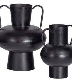 WOOOD Exclusive Exclusive Vere Vaas - Metaal - Zwart - 28x24x20 -Meubilair Geschäft 58e83d71ef0b416484bc4070c03bb2f2