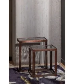 BASICLABEL Dia Bijzettafels - Metaal/glas - Antique Brass - Set Van 2 -Meubilair Geschäft 5a4420acdd53414bb5138ef91a281944