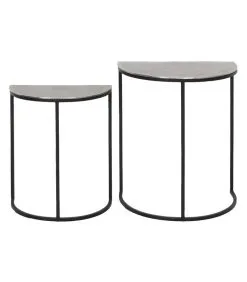 Light & Living Bijzettafel Peto - Antiek Lood/Zwart - Set