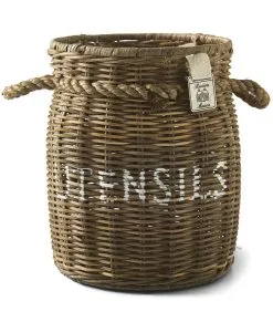 Rivièra Maison Keukengerei Houder Lepelhouder - Rustic Rattan Utensils Pot - Bruin