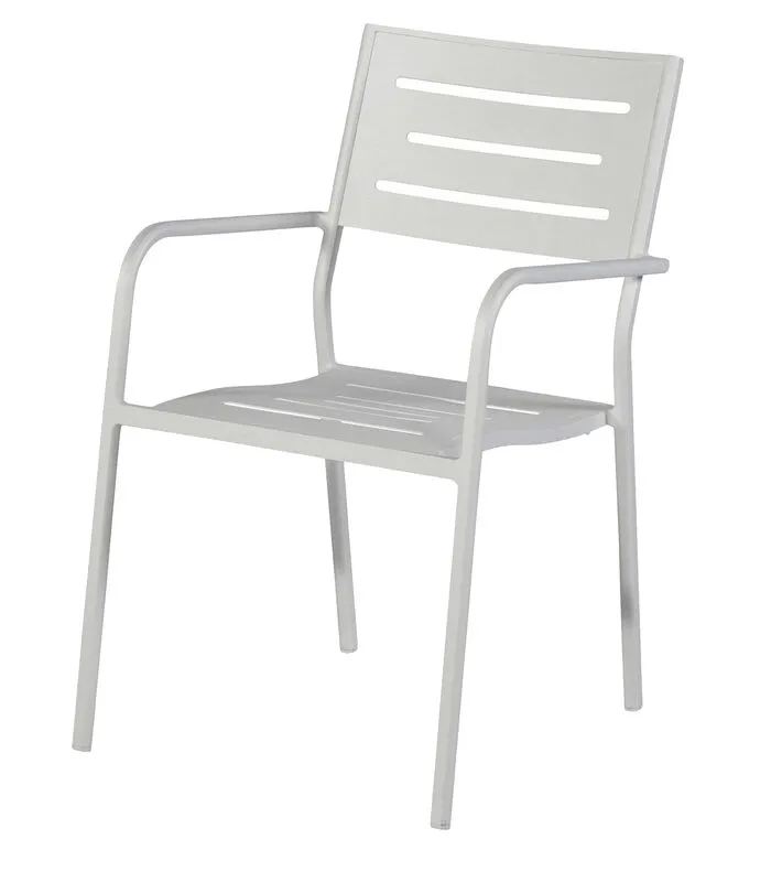 Exotan Tuinstoel Met Armleuning - Aluminium - Wit - 85x56x53 3 Exotan Tuinstoel Met Armleuning - Aluminium - Wit - 85x56x53