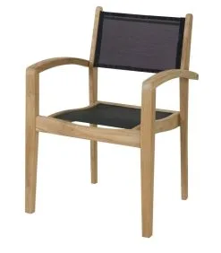 Exotan Tuinstoel Buiten Caldo - Teak - Naturel/Zwart - Set Van 4