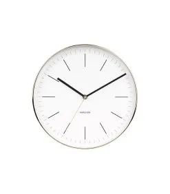 Karlsson Wandklok Minimal - Wit, Shiny Goud Behuizing - Ø27,5cm