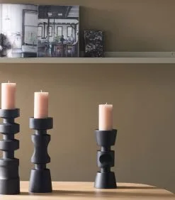 WOOOD Exclusive Midi Kandelaar - Mangohout - Zwart - 36x12x12 -Meubilair Geschäft 632d055f257f427fb2529f3de827fb43