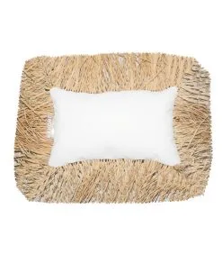 MX HOME Buitenkussen In Wit Met Raffia-effect En Franjes